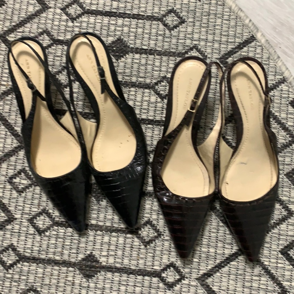 Ann Taylor 7.5 sling back brown and black